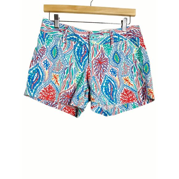 Lilly Pulitzer Let Minnow Print Callahan Cotton Mid Rise Tropical Shorts Size 2 - Picture 3 of 7